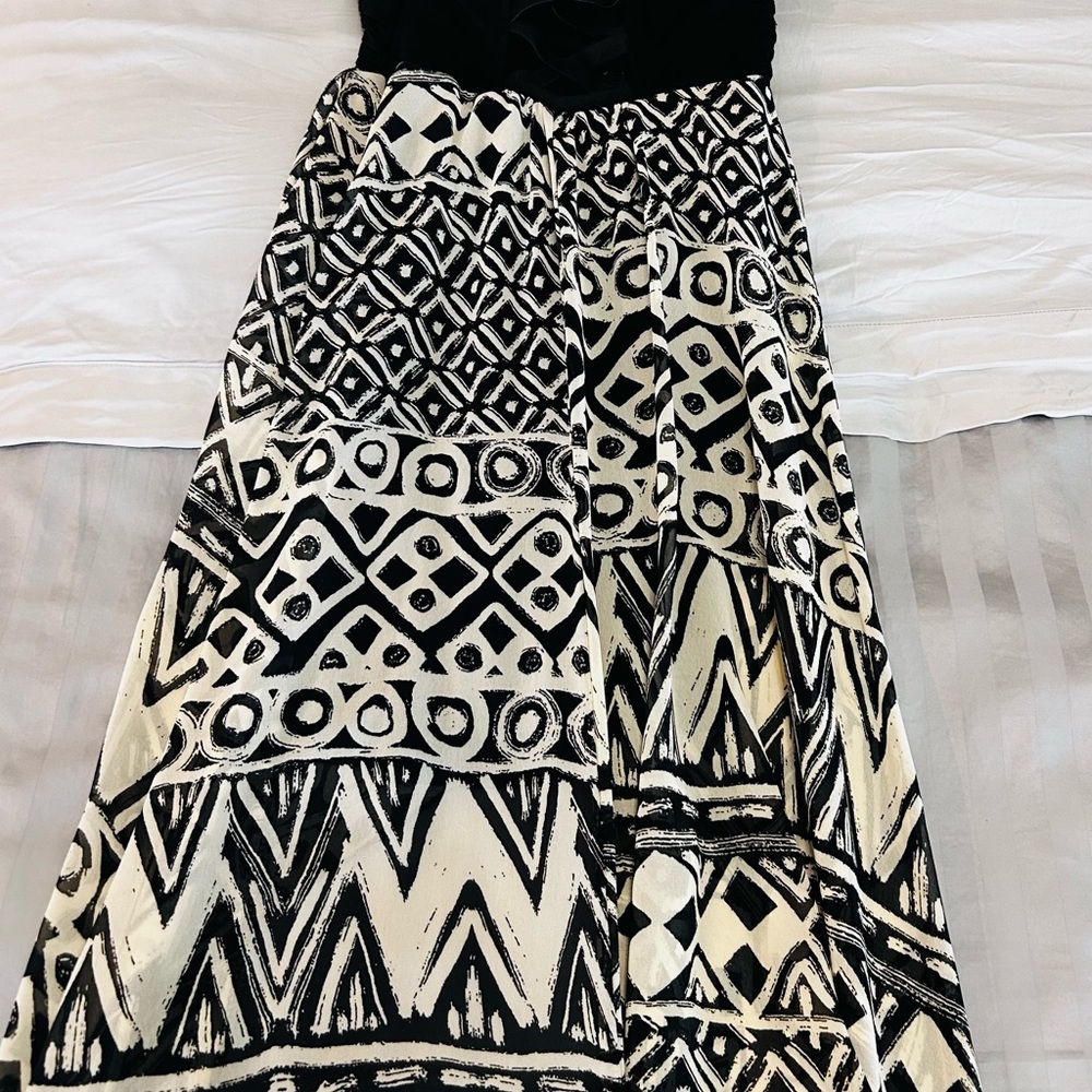 Black and White Maxi Strapless Dress